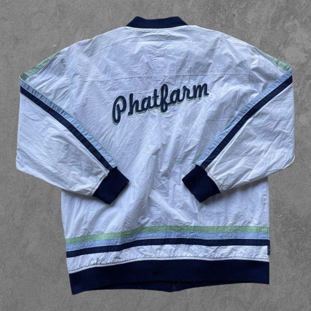 Vintage Phat Farm Yacht Club Windbreaker Jacket White L Y2K Streetwear